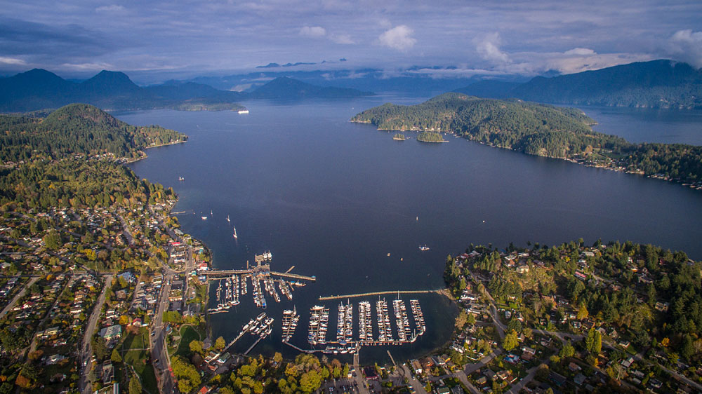 Aerial view of Gibsons Marina